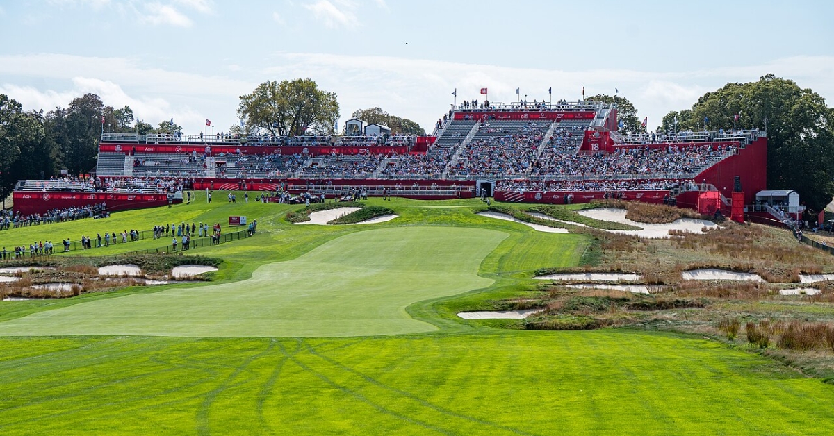 The 18th hole of Bethpage Black at the Ryder Cup