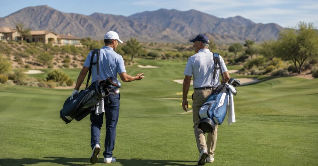 Instructor and Golfer During an On Course Playing Lesson