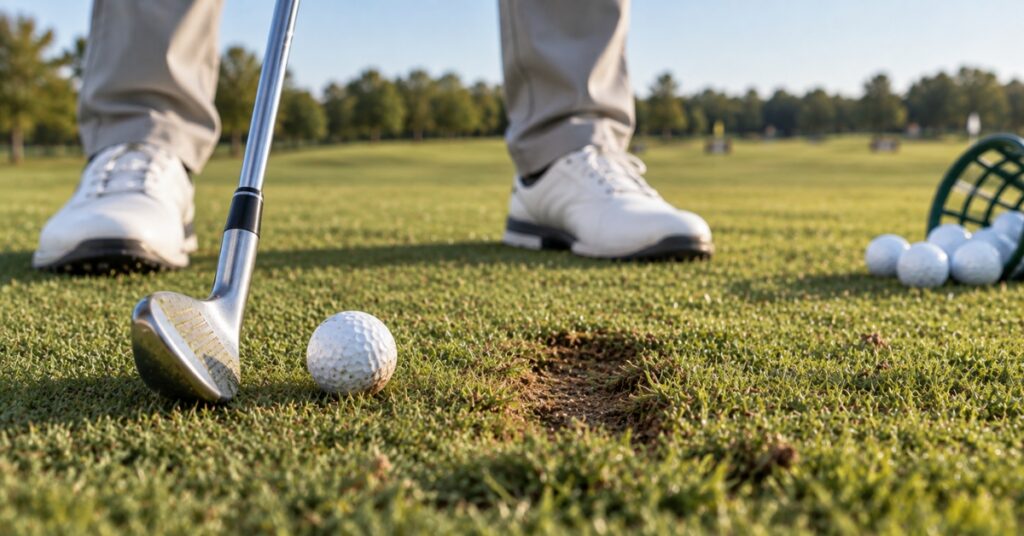 Golf Swing Divot and Ball